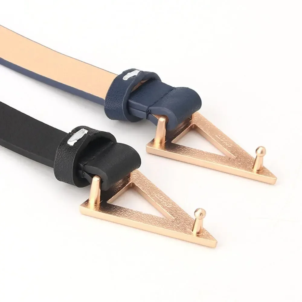 Belt Classic Black Gold Buckle Faux Leather Triangle Arrow Buckle Fashion